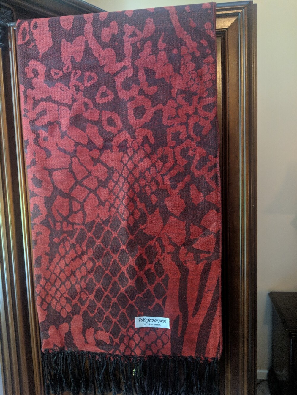 Red Animal Print Pasmina Shawl